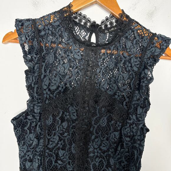 ZARA Lace Holiday Dress Womens Large Special Occasion Wedding Guest Elegant Chic - Picture 3 of 11